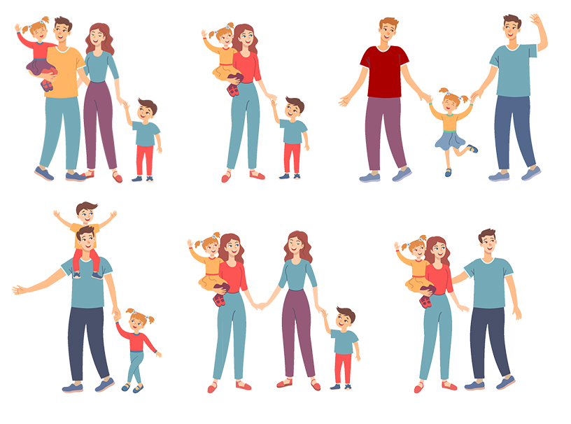 Paillettes et Arc-en-Ciel - Vers une éducation coopérative et des enfants épanouis - Image représentant plusieurs familles différentes